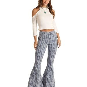 Rock & Roll Bell Bottoms -Bargain Button Bell Style with Southwest Pattern Sz 25